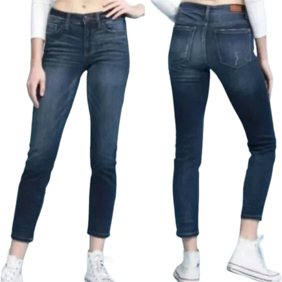 Judy Blue Relaxed Fit Angie Straight Leg Jeans Cropped Stretch Dark Wash 31 - Picture 10 of 10